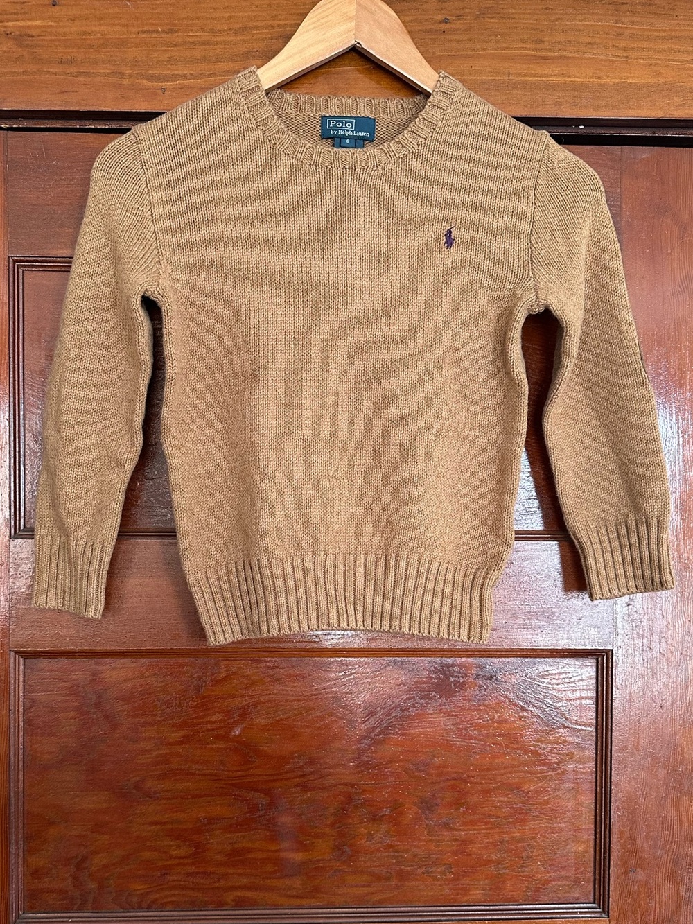Polo Ralph Lauren Boys Crew Neck Brown Wool Blend Sweater Size 6 Preppy Classic